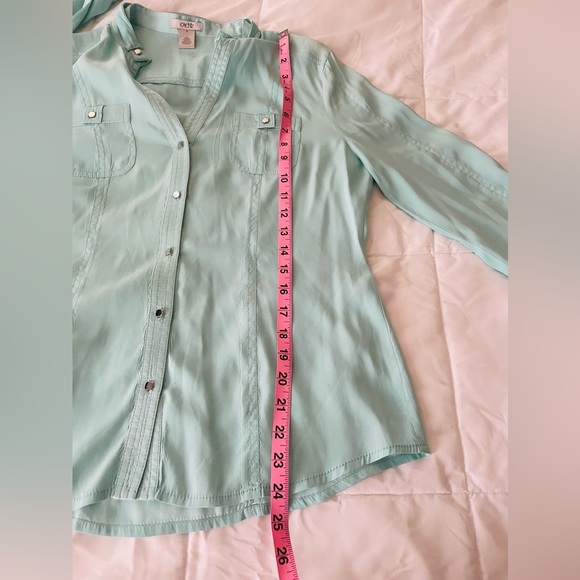 Y2K Cache Silk Blouse w/silver button detail Size - M - Picture 9 of 9